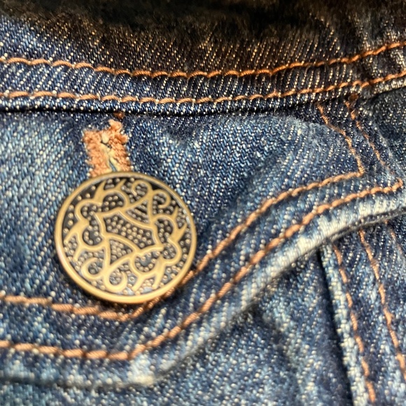 Denim jean jacket with faux fur collar Chico  size 0 or Xs - Picture 5 of 9